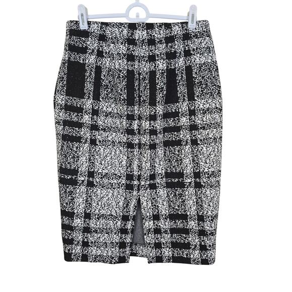 Women's Express Gray & Black Plaid Knee Length Pencil Skirt | Size Small - Picture 2 of 9